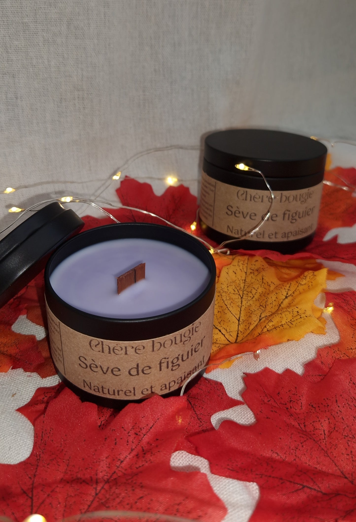 Présentation complète de la bougie Sève de Figuier, édition limitée avec son packaging automnal